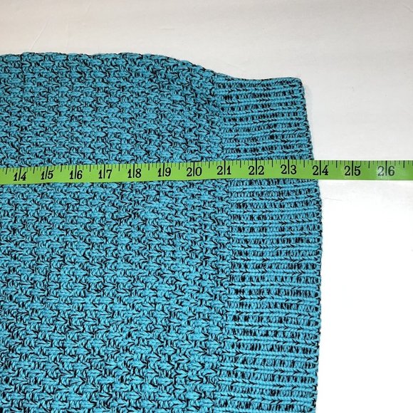 VTG 80s Retro Spettro Casual Crew neck Sweater Small Turquoise Blue Loose Knit - Picture 7 of 7